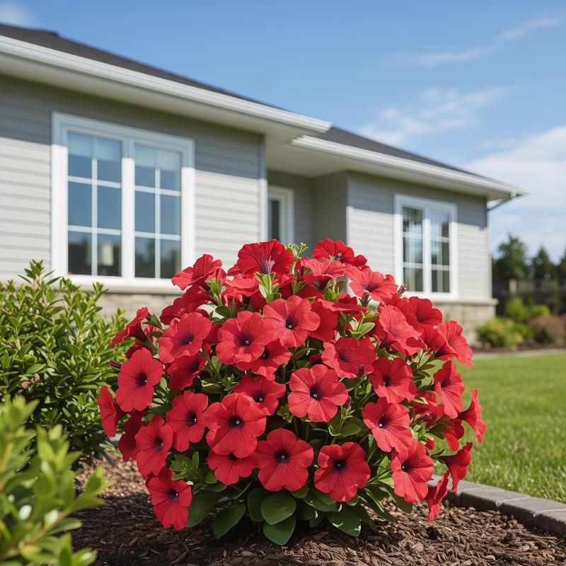 18 Inch Outdoor Faux Petunias Artificial Flowers with Ground Stake for Garden Decoration