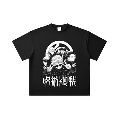 260 GSM Double Yarn 32 Count 100% Cotton Jujutsu Kaisen V30 Team Gojo Print Unisex Heavy Cotton T Shirt