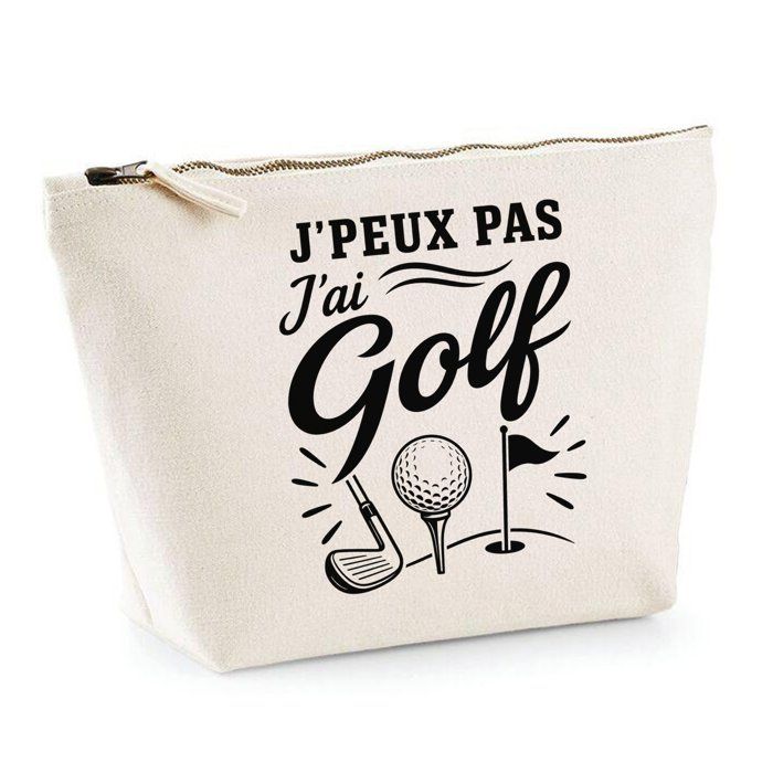 Trousse de toilette - PLANETEE - J’peux pas j’ai Golf (minimaliste) - Beige - 100% coton - 3 L, zip métal