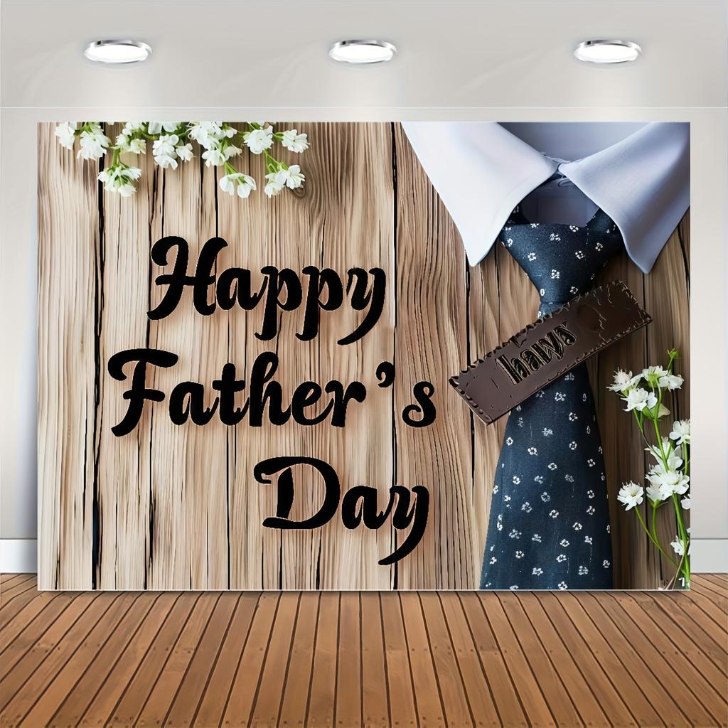 1Pcs Fathers Day Rustic Wooden Tie Decoration Background Backdrop For Photo Studio Photo Booth Party