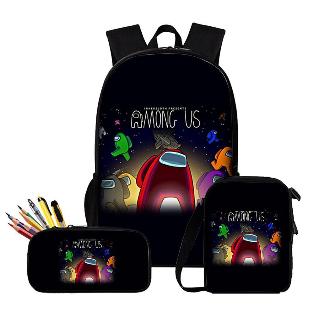Amongi Game Merchandise Anime Backpack Among Us Three Piece Set School Bag Space Werewolf Backpack pencil bag