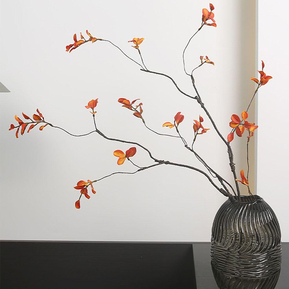Long Artificial Maple Leaf Withered Fake Maple Leaf Branch Autumn Leaf Plant Bouquet Balcony