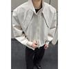 Vintage American Deconstructed Turn Down Collar Short Workwear Baseball Jacket For Men