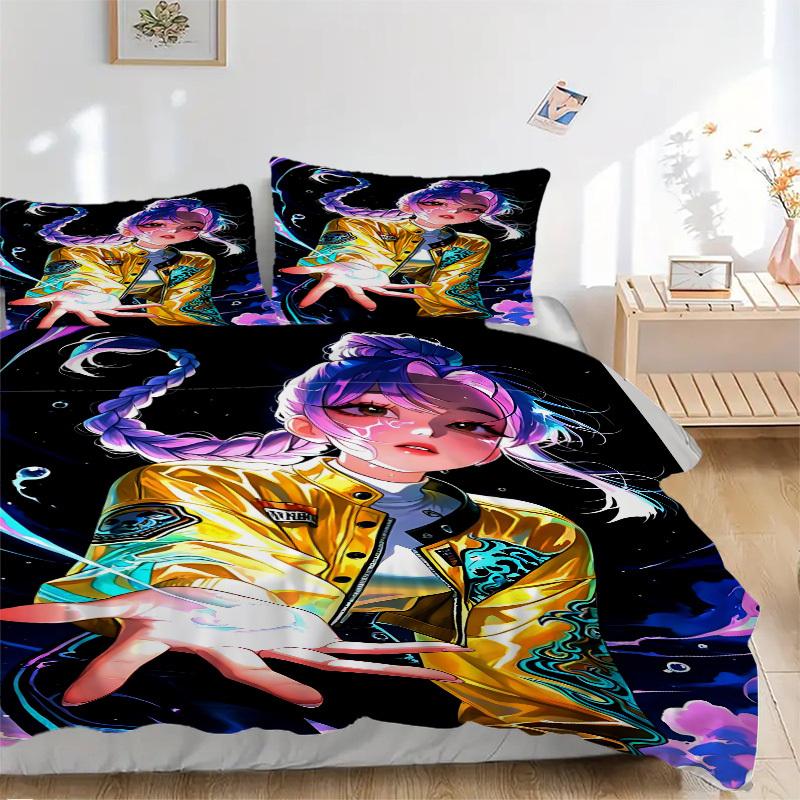 

3pcs Huntrix Cover Set, 1 Cover + 2 Pillowcases (No Insert), Bedding for All Seasons, Bedding,Bedroom Decor yy250922066 135x200cm