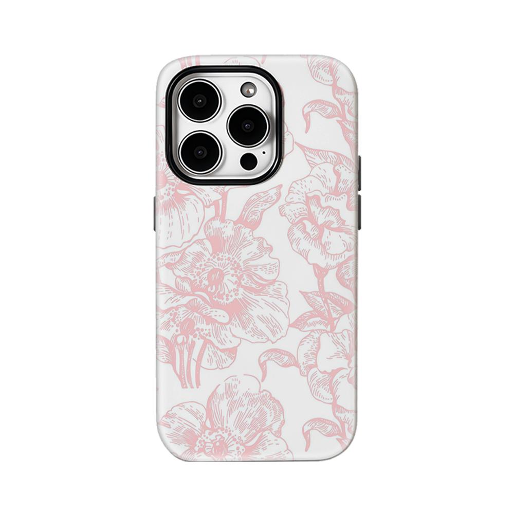 Růžový květ bílý kryt na telefon pro iPhone 16 15 14 13 12 11 X XS XR XSMAX 7 8 Pro Max Plus dvouvrstvý zadní kryt