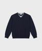 WORK ON BODY OFF Ars Semi-Overfit Layered V-Neck Knit [Navy]