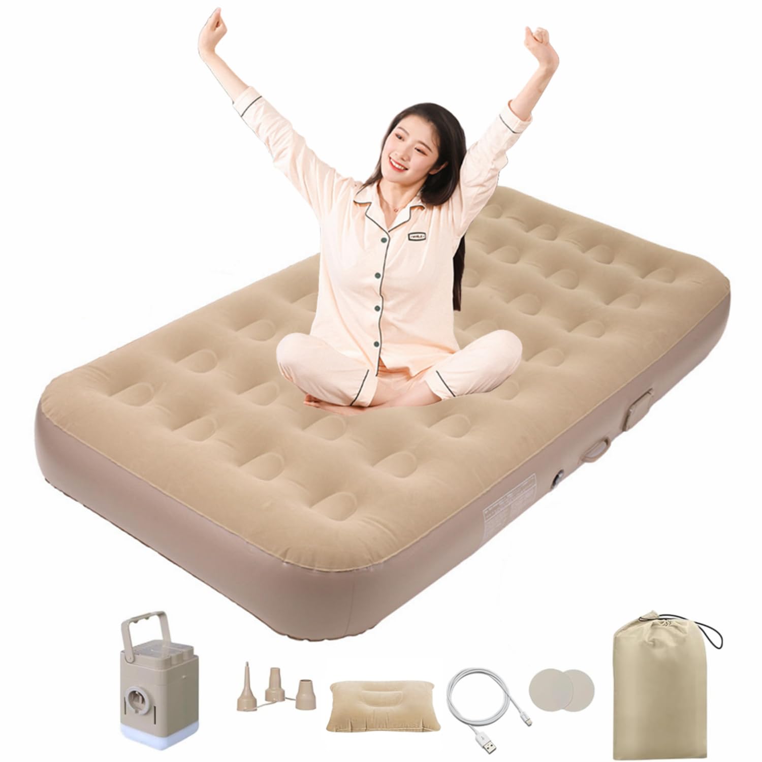 

Воздух Воздух Электрический Воздух Автоматический Кемпинг Съемный Воздух Простой Поставляется с Подушкой и Хранением Для в Компактной Кровати, Матрас, Электрический, Встроенный Насос,