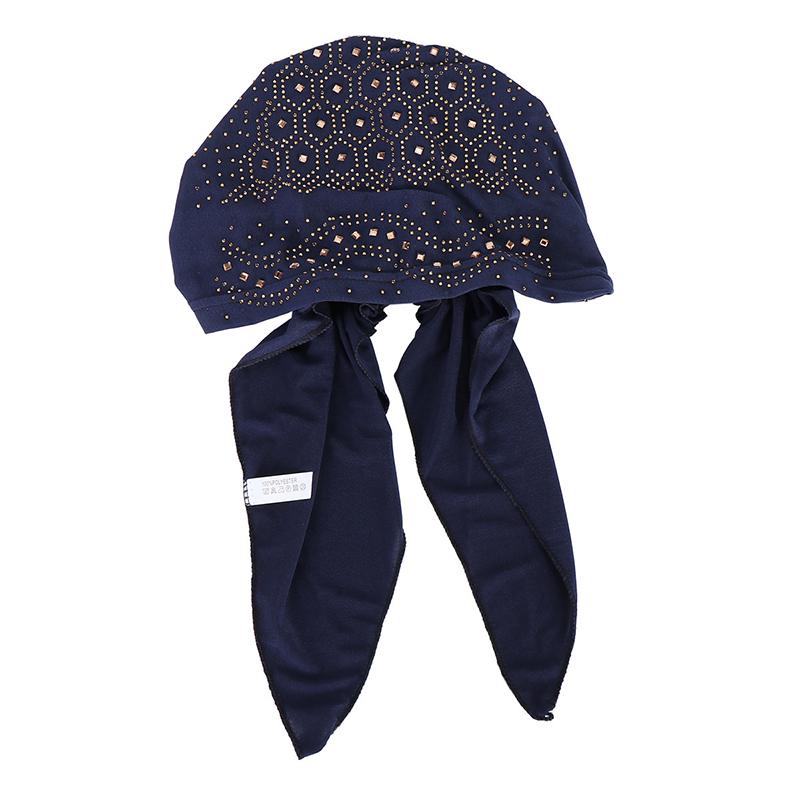 1Pc Chemo Cap Women's Muslim Headwrap Cover Hijab Headscarf Polyester Fiber Hair Loss Hat Turban