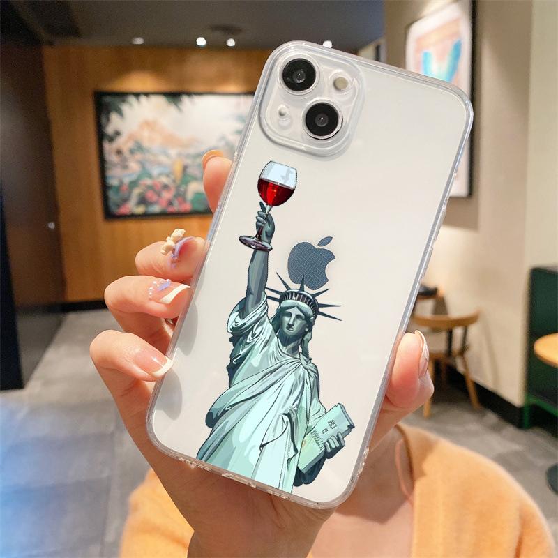 For iPhone 15 16 14 13 12 mini 11 Pro Max XS X XR SE 7 8 Plus Silicone Clear Cover Art Aesthetic David Mona Lisa Phone Case