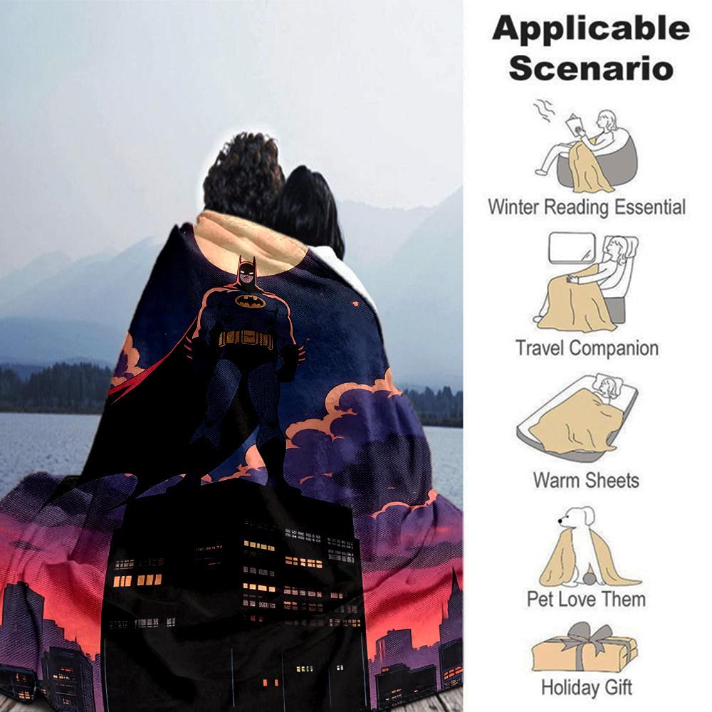 1pc Batman, Cityscape Flannel Blanket Soft Warm Throw for Home, Office, Travel, All-Season Cozy Bedding GiftL1112