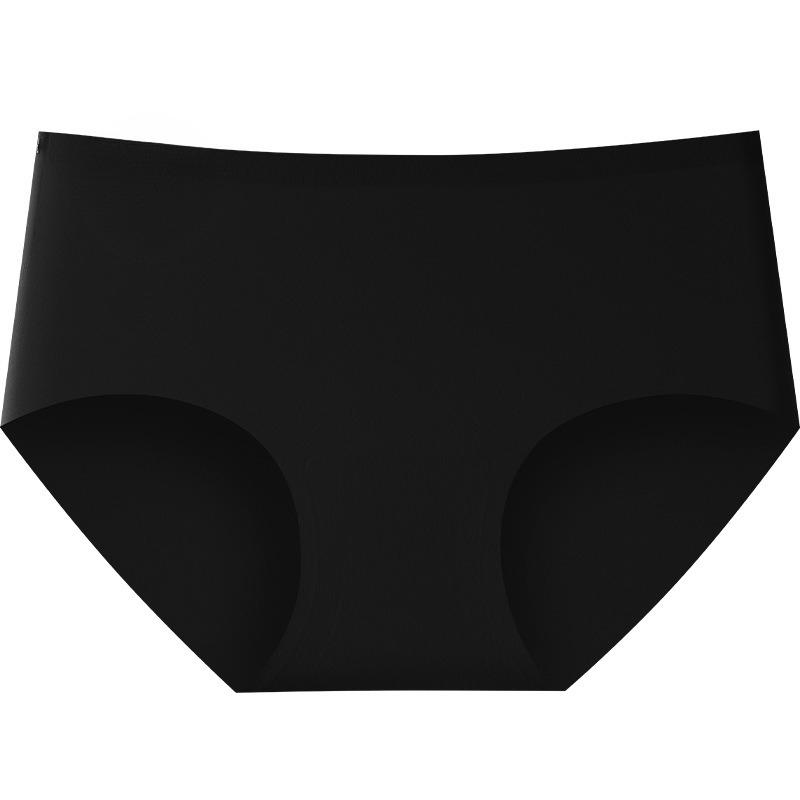 Female Spring and Summer Antibacterial Crotch 7A Mulberry Silk Sports Yoga Ice Silk Without Trace Middle Waist Triangle Briefs