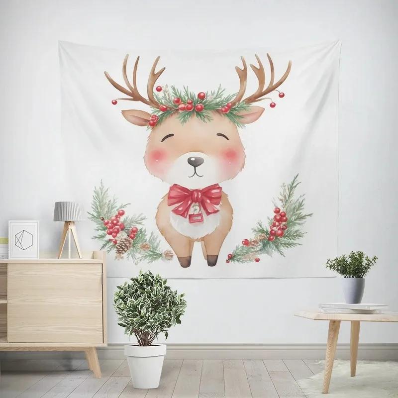 Weihnachten Neujahr Schlitten Elch Wandteppich Wohnzimmer Sofa Heimdeko Weihnachtsgeschenk