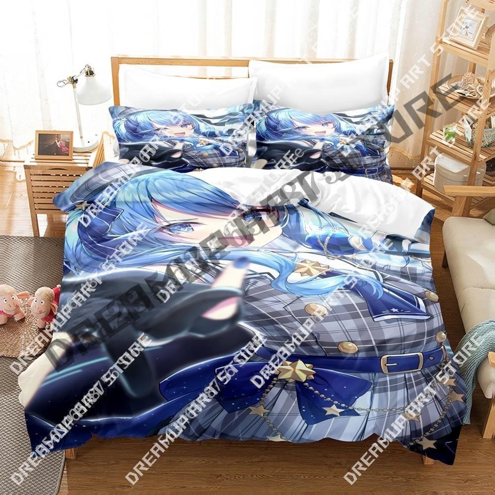 3D Print Hoshimachi Suisei Bedding Set Single Twin Full Queen King Size Bed Set Aldult Kid Bedroom Duvetcover Sets 3D Anime Bed