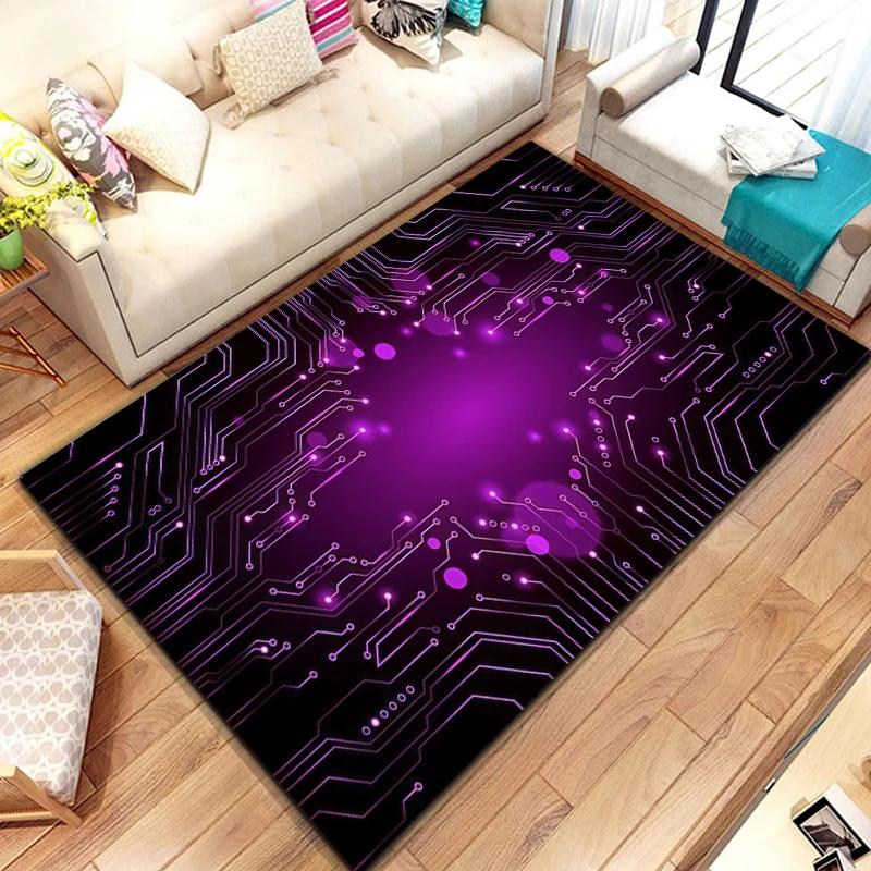 3D Chip Circuit Board Area Rug,Carpet Rug for Home Living Room Bedroom Sofa Play Room Doormat Decor, floor mats  coffee tables