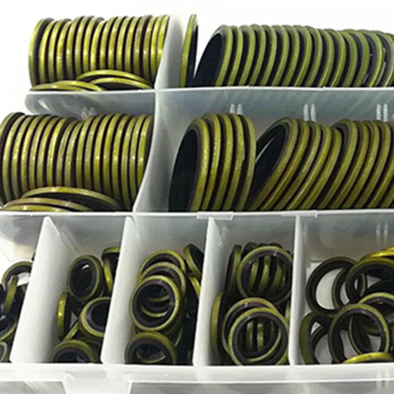 240pcs Fit Combined Sealing RingHigh Press Hydraulic Rubber Oil Pipe Seal Gasket Kit Metal Drain Plug Gasket
