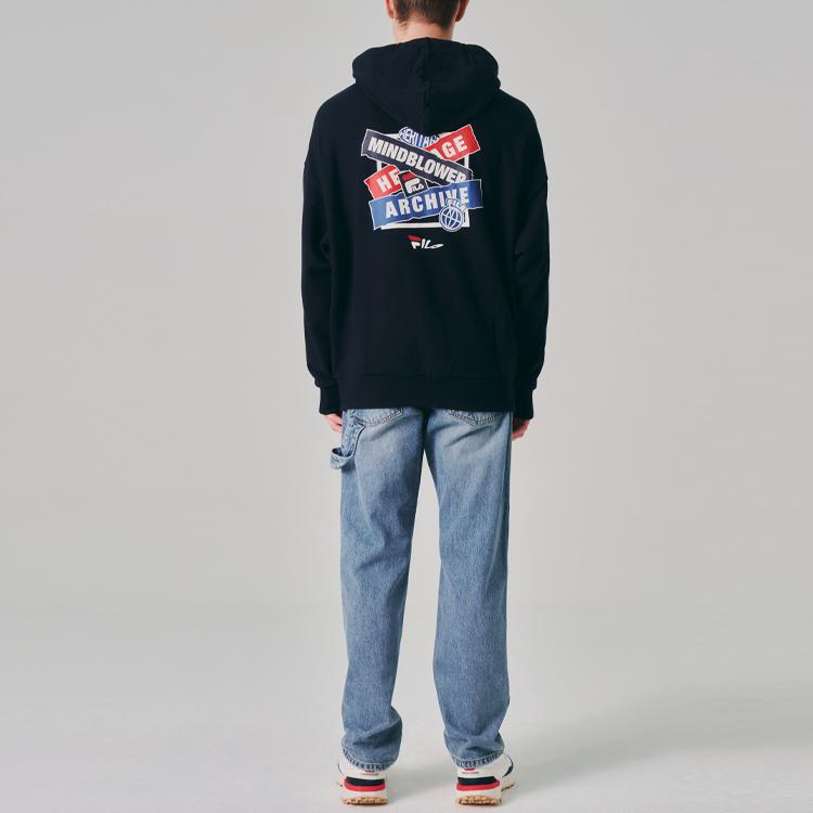 Men's FILA Sweatshirts Unisex Dark Blue Hooded Moderate
