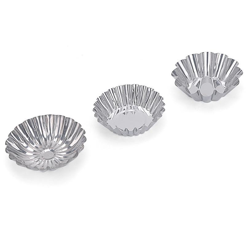 10pcs 430 stainless steel egg tart mold lace egg tart egg tart mold Portuguese tart chrysanthemum cup egg tart cup baking tools