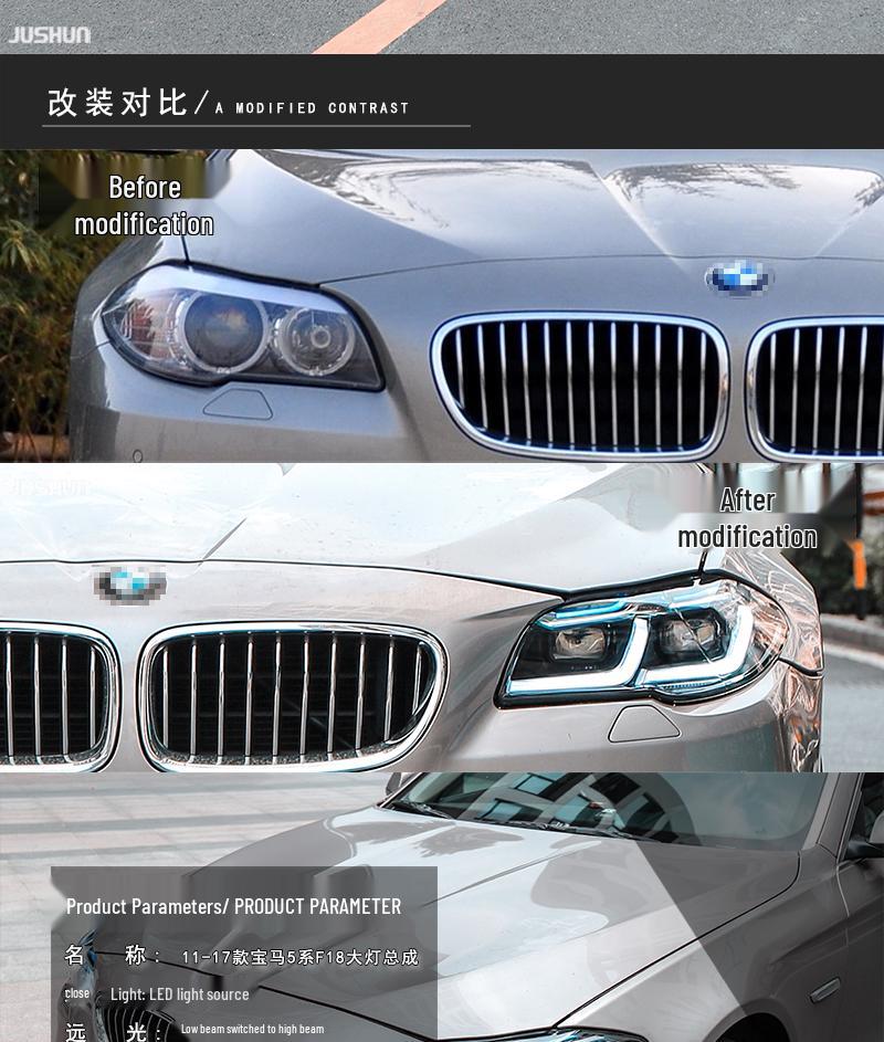LED Headlight Assembly for BMW 5 Series F18 F10 (2011-2017) with Daytime Running Lights