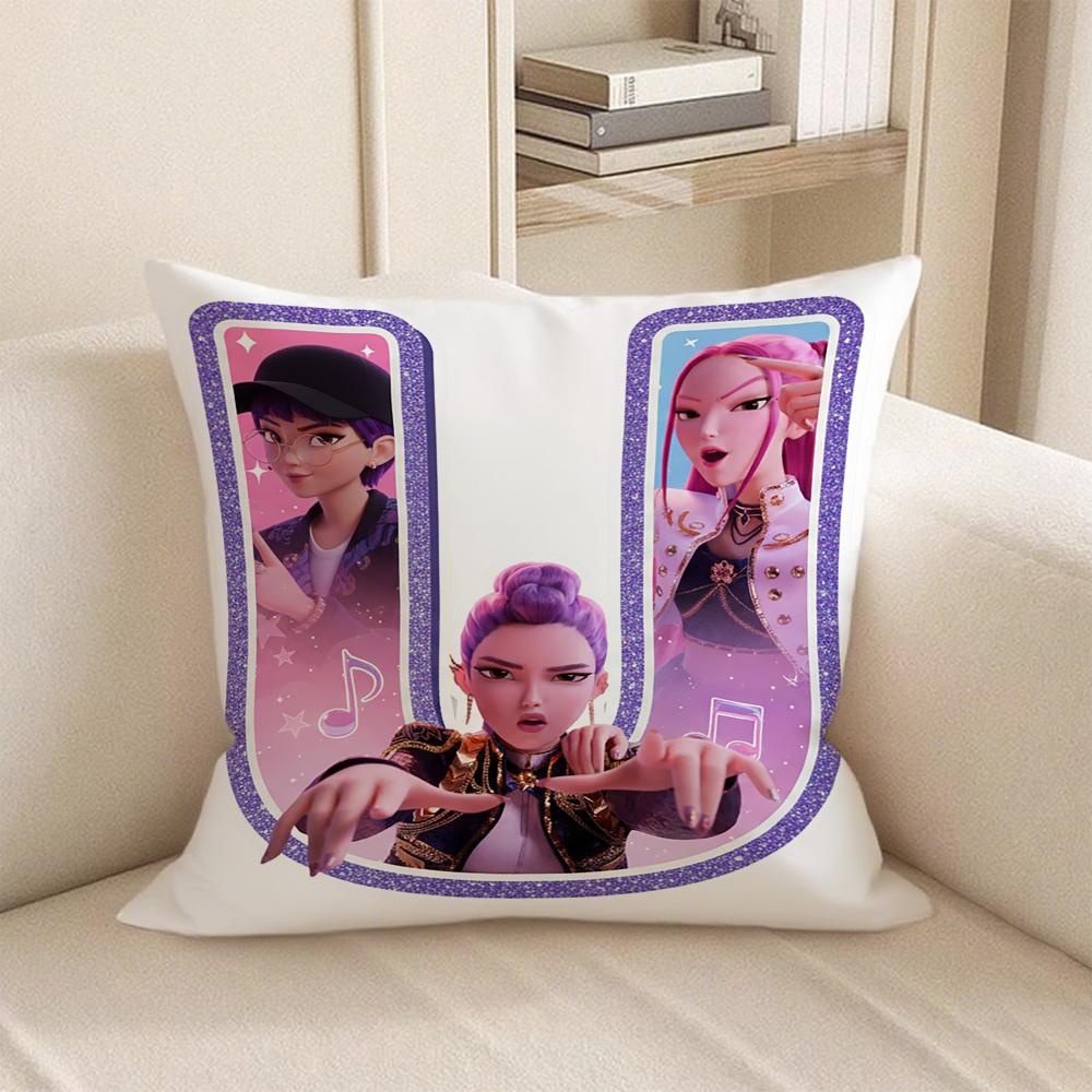 KPop Demon Hunters anime Style 26 letters popular Character Pillowcase fashion Home Decoration Items