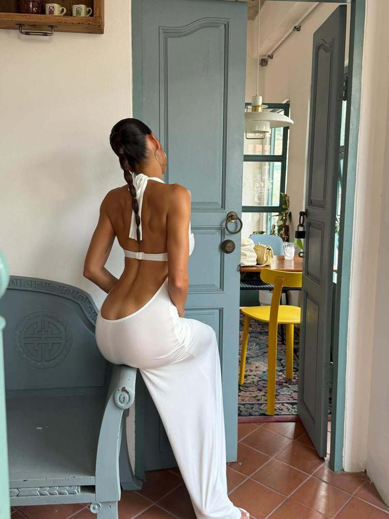 Kardashian Style Sexy Backless Halter Neck Cutout Long Summer Dress.