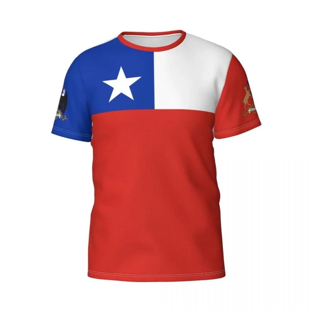 Chilean Flag Badge T-shirt Men & Women Jerseys Team Tees Gift for Chile Football Fans Casual Summer Graphic Short-sleeved Tops