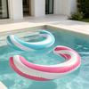 C-Shaped Floatage Striped Inflatable Hoop Bi-Color Water Lounger