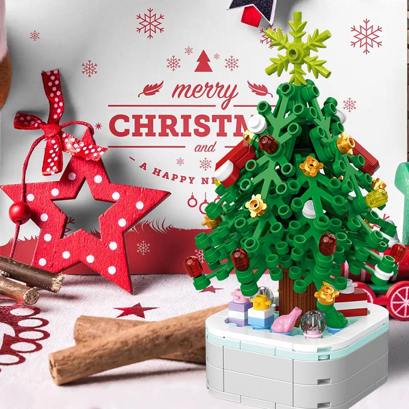 Drill Horse 103E-1 Christmas Tree Building Blocks Toy – Children's Desktop Ornament, Festive Gift