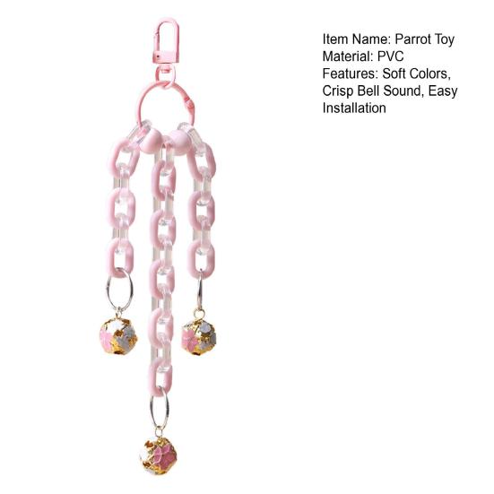 Parrot Bell Toy Bird Chew Chains with Bells Cage Jingle Chime Bells with Hanging Clip Sound Enrichment Chew Toy for Cockatiel Conure Lovebird