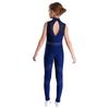 Girls Gymnastics Romper Sleeveless Mesh Patchwork Design Shiny Rhinestone Full Body Dance Jumpsuit