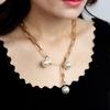 Creative Adjustable Alloy Chain Faux Pearl Brooch Pin Women Necklace Jewelry