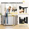 Folding Steel Dog Gate with Automatic Closure, 202.5x2x76cm, Black