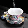 HMLOVE White Porcelain Sancai Gaiwan Color Enamel Cover Bowl Lid Saucer Vintage Handmade Tea Tureen Teaware Sets Gift 200ML