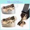 Knot Bow Metal Pu Leather Waist Belt Solid Color Waistband Women Fashion Gift
