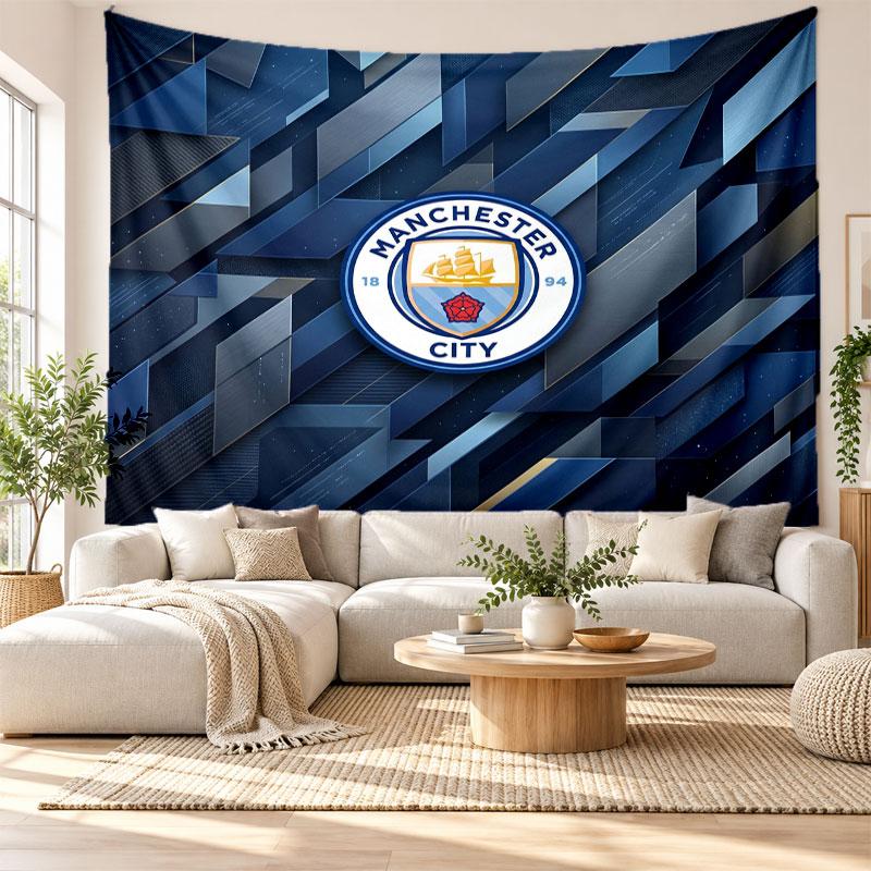 Manchester City Wall Tapestry, Soft Fabric Wall Hanging, Decorative Backdrop For Bedroom Home Wall Art