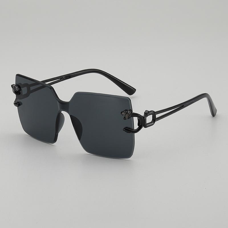 JYL TS Rimless Sunglasses With Leopard Head UV Protection Dopamine Style 114