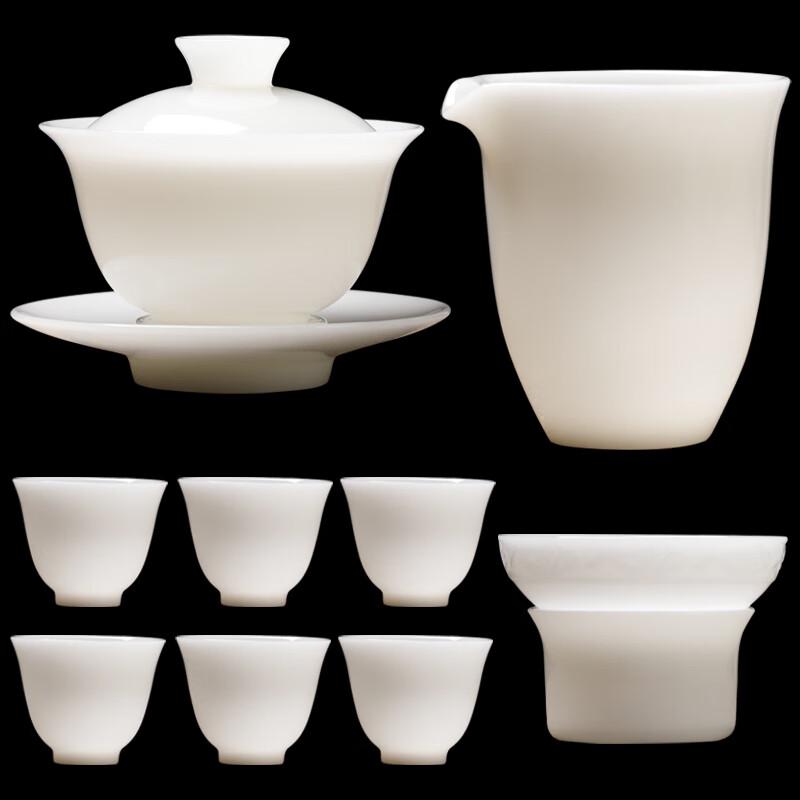 White Ceramic Tea Set with Lidded Bowls
