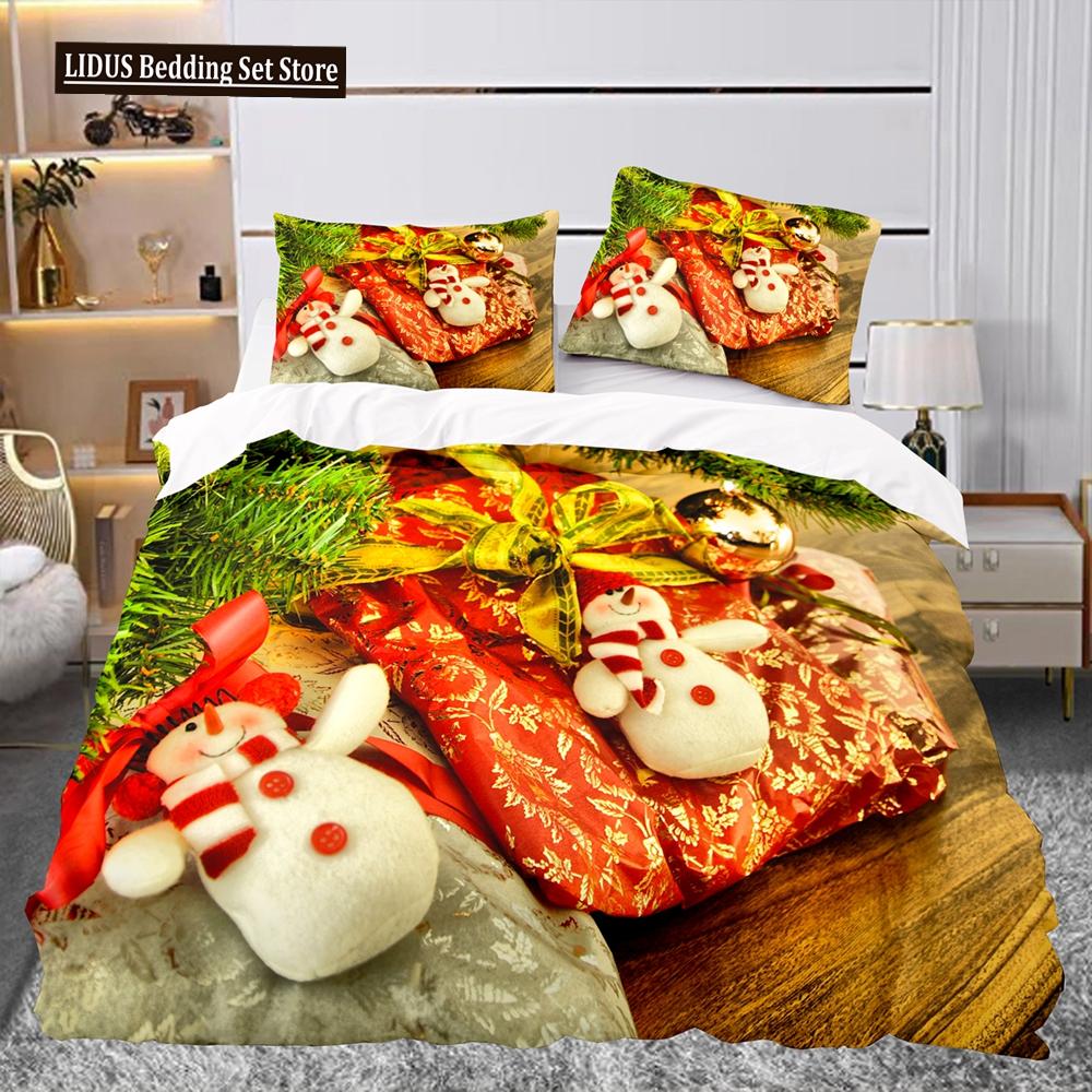 Christmas Gift Pattern Duvet Cover Set Comforter Cover For Kids Boys Girl Teen Polyester Bedding Set King Size With Pillowcases