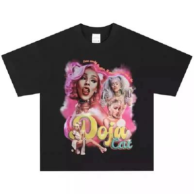 2025 Doja Cat Hip-hop Raper Koszulka Portret Ciężka Amerykańska Retro Modna Krótki rękaw Vintage Wysokiej jakości Luksusowa