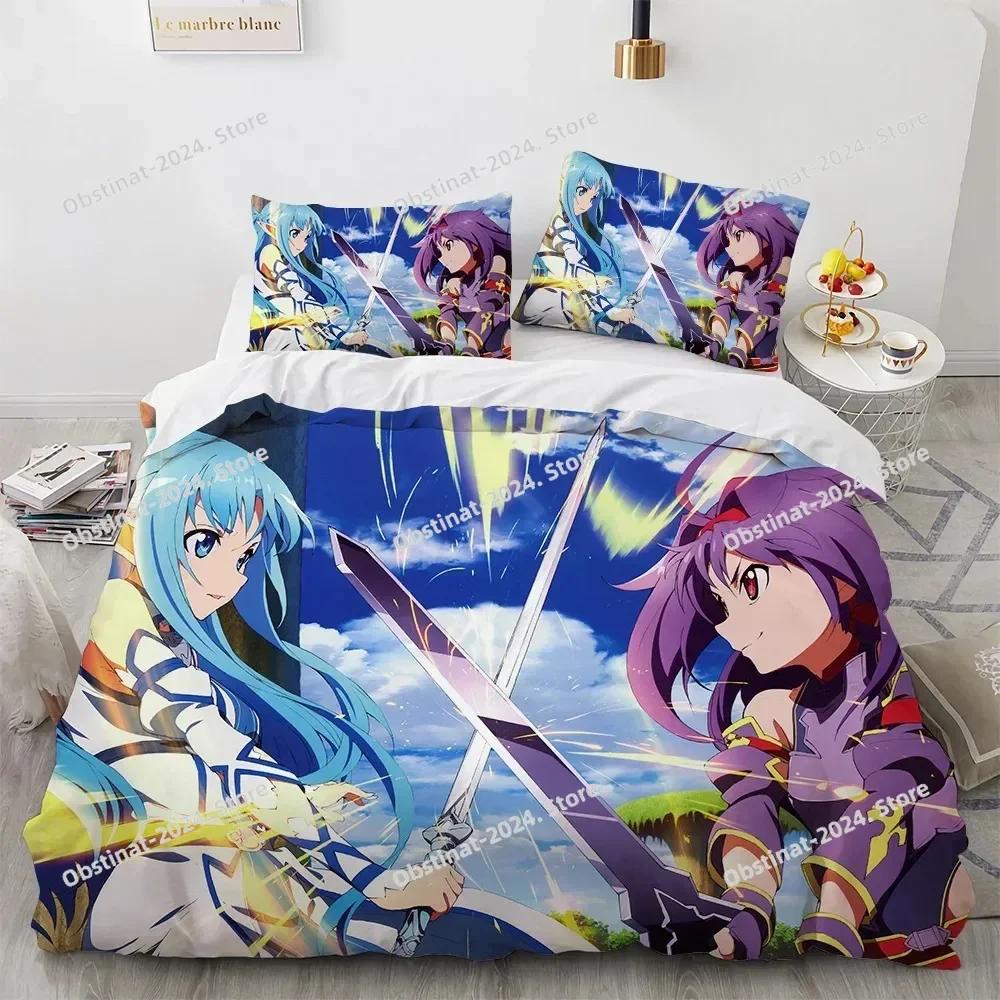 Sword Art Online Bedding Set Printed Bed Set With Pillowcase Duvet Cover Soft Single Double Queen Super King Size Adults Kids