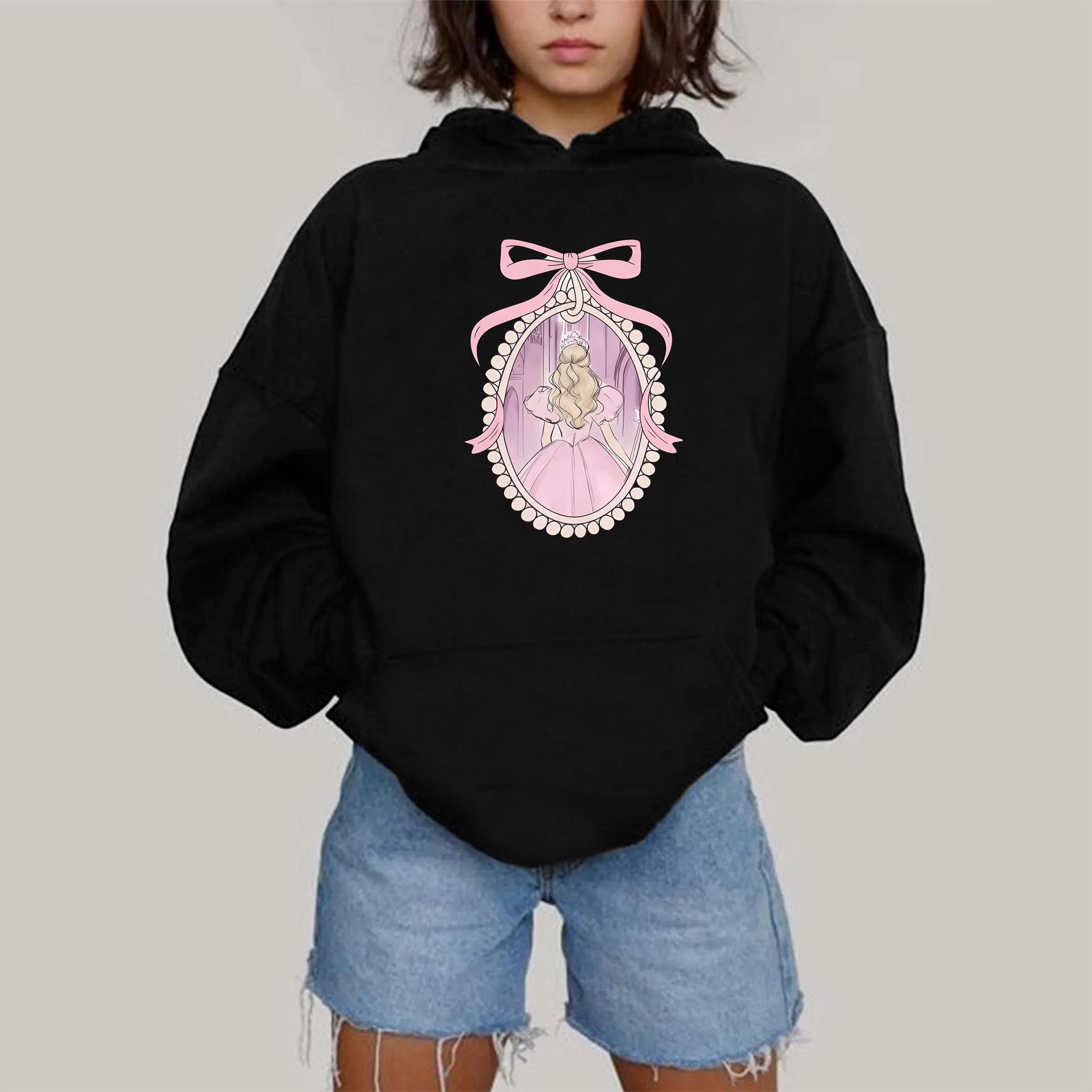 

Женская модная повседневная толстовка с капюшоном, длинным рукавом и принтом M чёрный