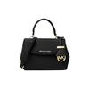 Mk Ava Vintage Gold Logo Detailed Rich Cowhide Leather Shoulder Crossbody Tote Bag Women Handbags Black 32F5GAVC1L-001