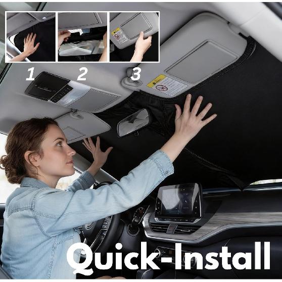 Mystical Cat Windshield Sun Shade Foldable, Reflective UV and Heat | Sun Protection with Storage Bag, Car Interior Accessories, Universal Fit for