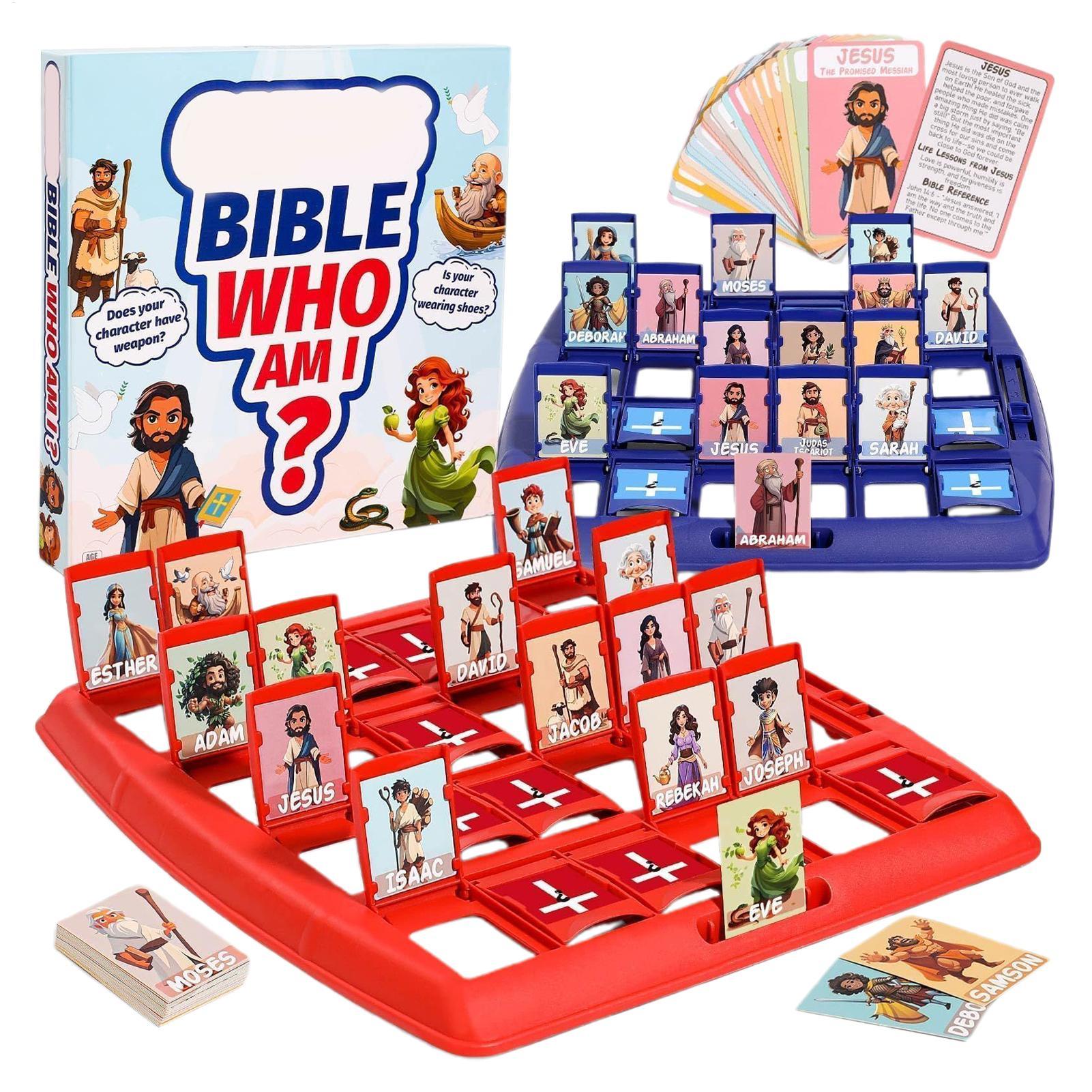 Who I Am Bible Game Study Party Toys Bible Games For Kids 24 Characters Classic Fun Travel Toys New Year Gifts For Work Offices rosso