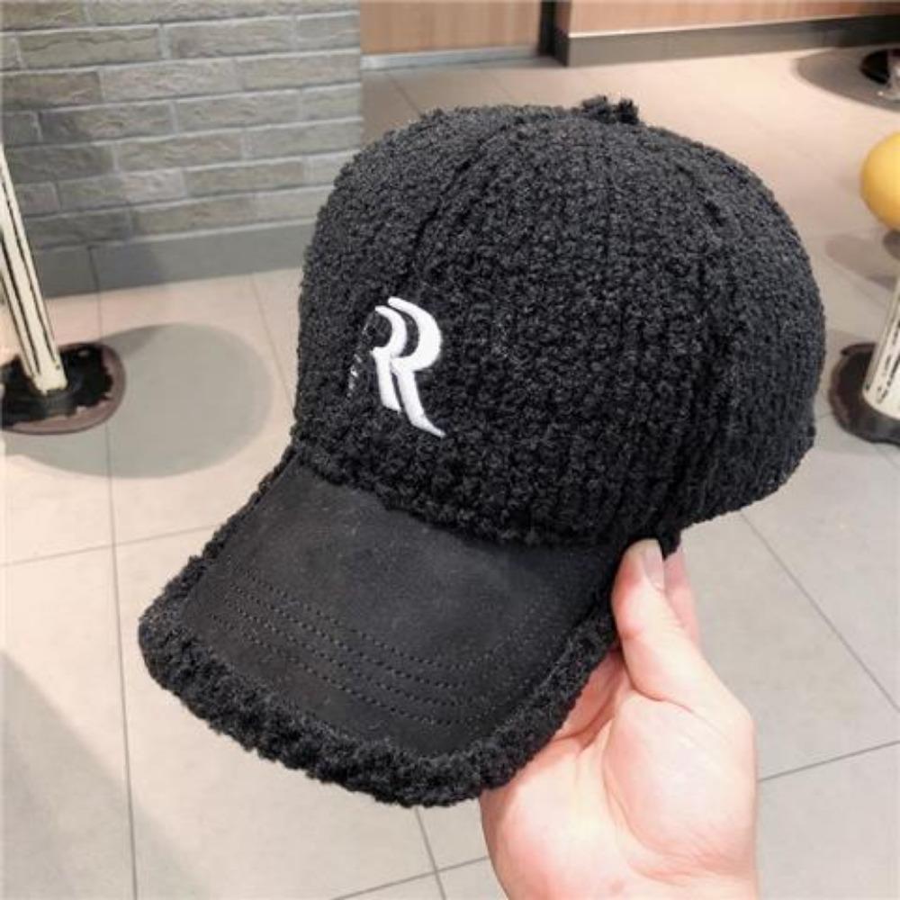 Autumn and Winter Lamb Wool Letter Cap Fashion Versatile Hat New Thermal Baseball Cap Women