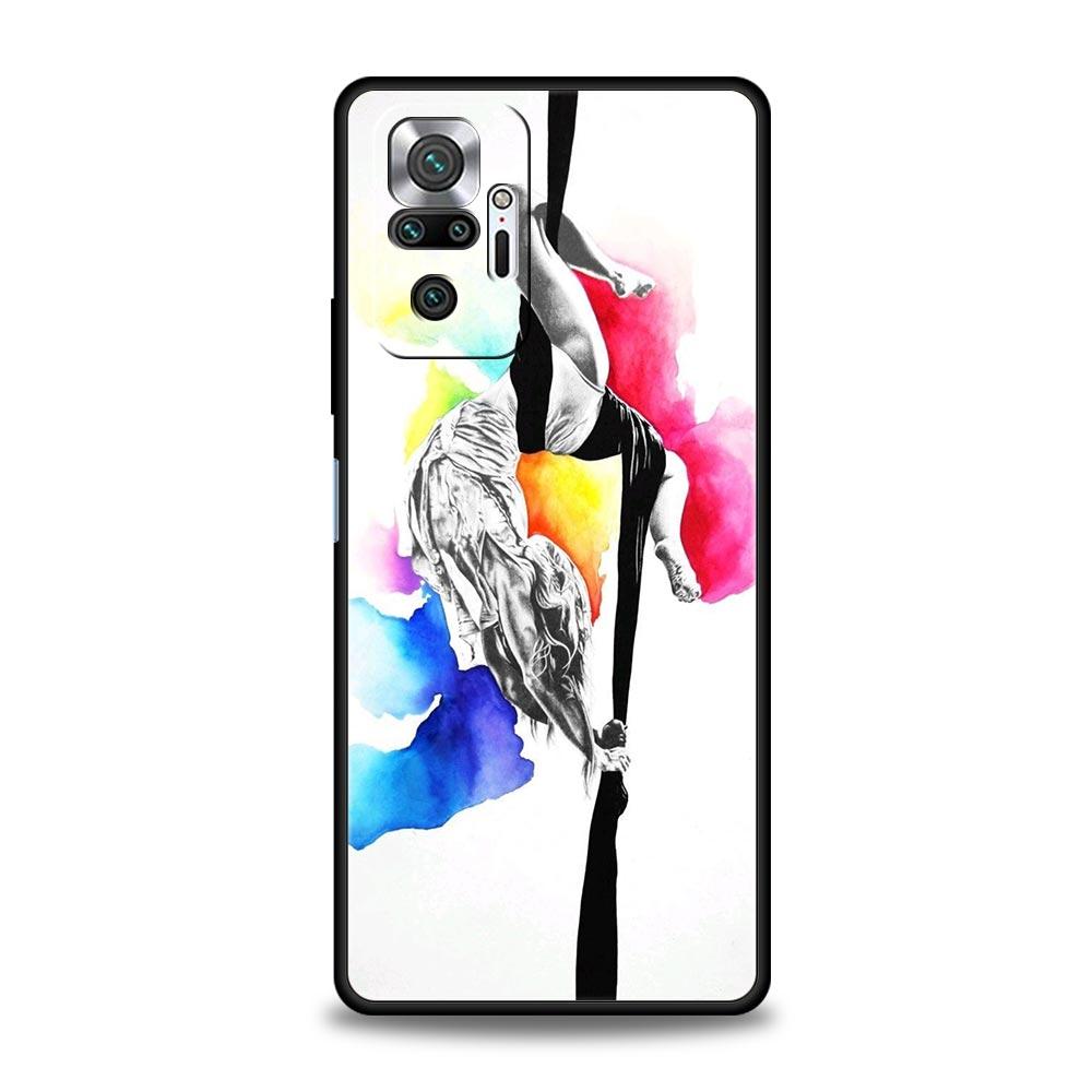Phone Case For Xiaomi Redmi Note 14 13 12 5G 11 10 Pro Plus 4G 9S 9 14C 13C 12C 10C 9C 9A Soft TPU Cover Gymnastics water color