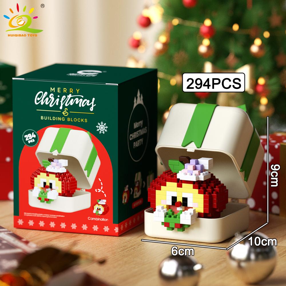 HUIQIBAO MOC Christmas Model Elk Deer Santa Claus Building Block City Snow House Xmas Tree Bricks Set Toy for Children Kids Gift