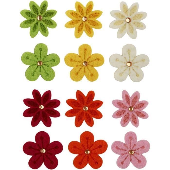 Fleurs colorées en feutrine 2 Designs - 30 mm - 120 pcs