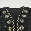 Women's Fashionable Casual Embroidered Deep V-Neck Long-Sleeved Dress