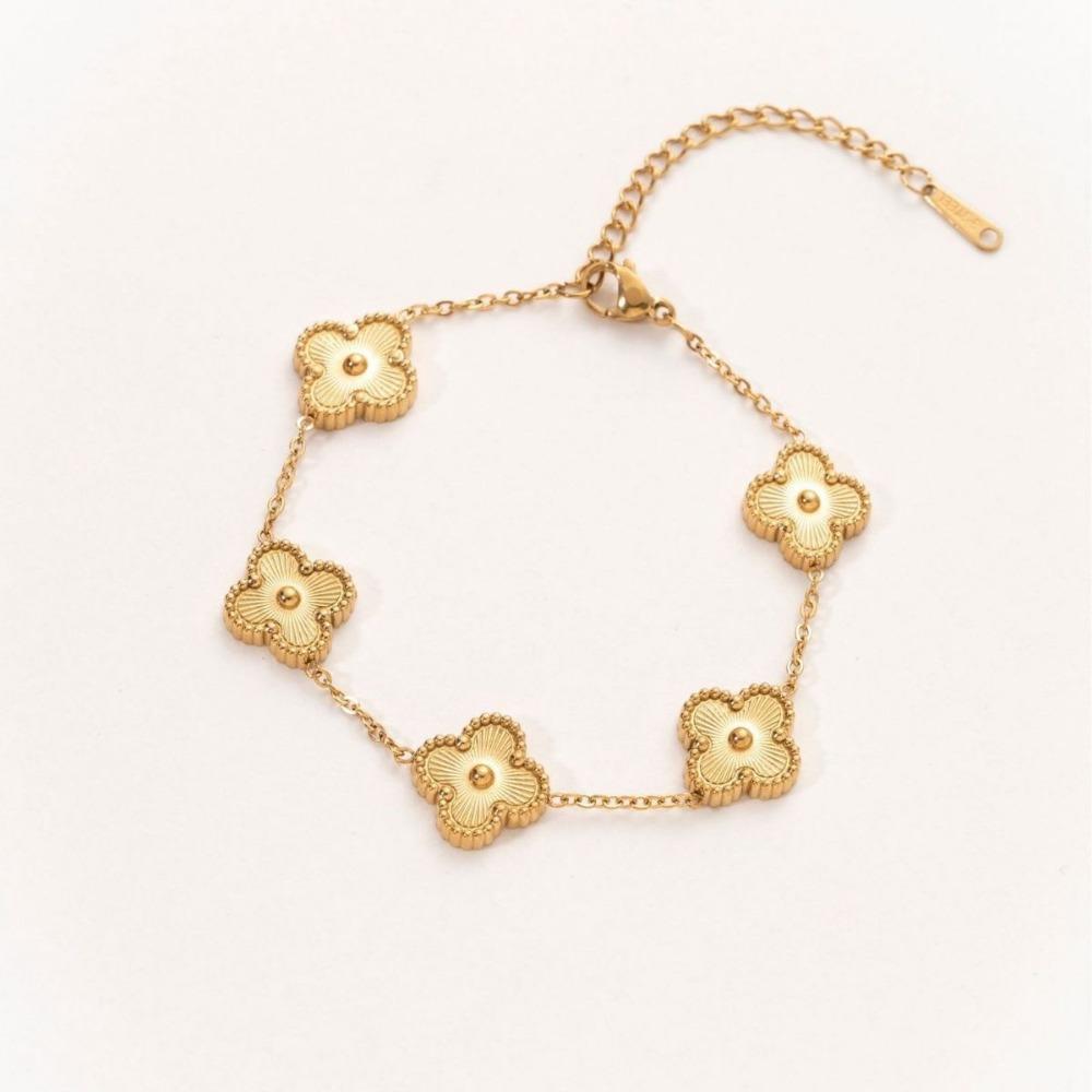 Bracciale alla moda in acciaio al titanio a forma di quadrifoglio per donna Semplice Leggera Lusso Trendy e Unico Accessori Gioiello
