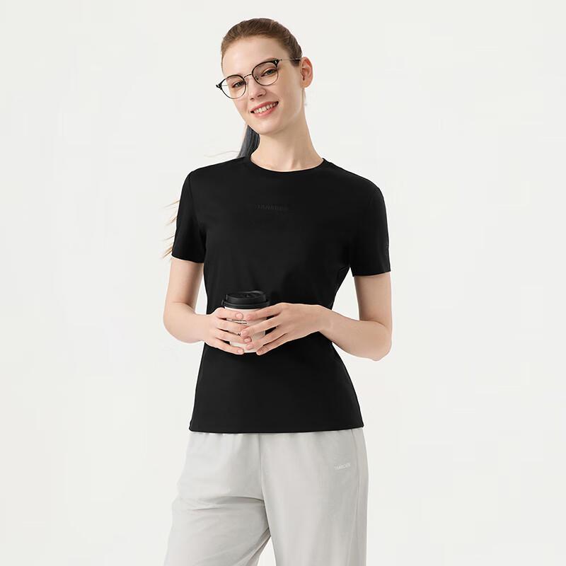 Tanboer Women's Slim Fit Round Neck Logo Print Short Sleeve T-Shirt